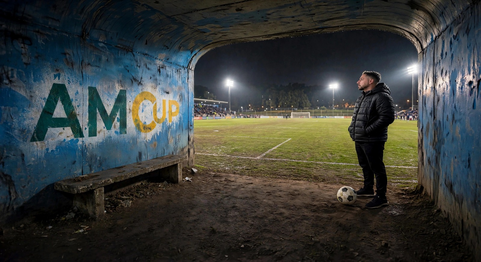 Túnel de estádio de várzea